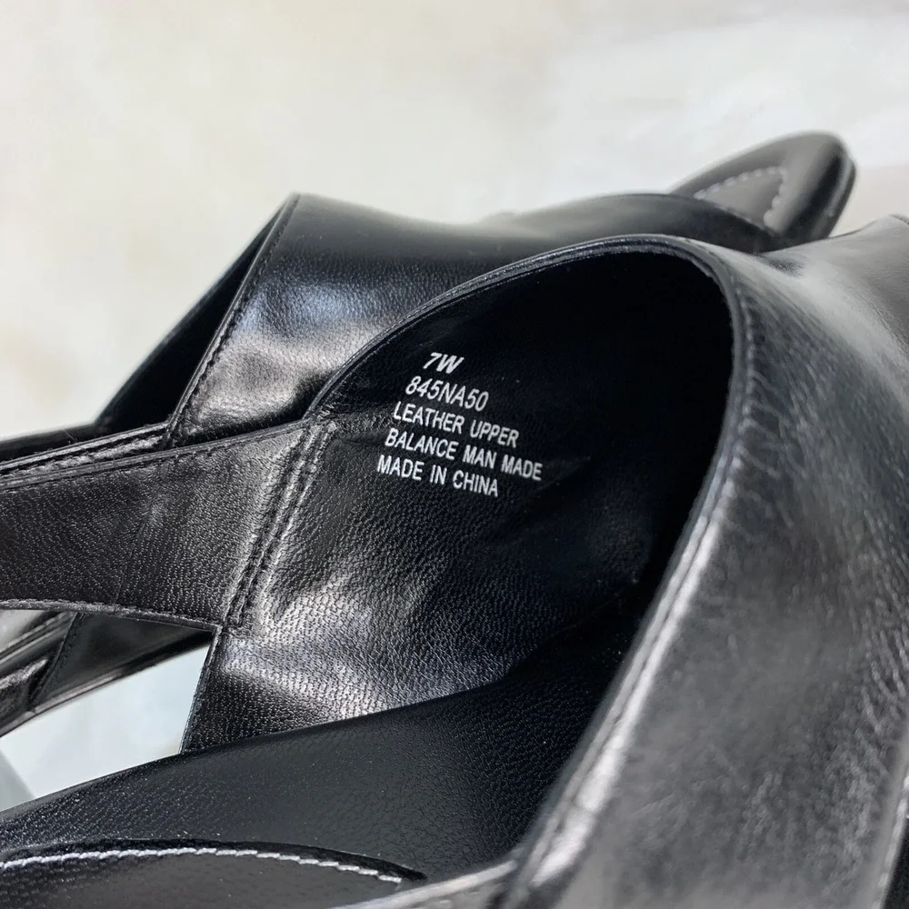 Naturalizer Serenity Black Sling Back Leather Open Toe Heels  EUC Size 7 Width C